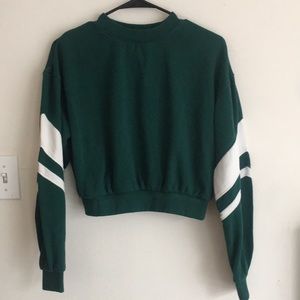 Green Cropped Sport Sweater